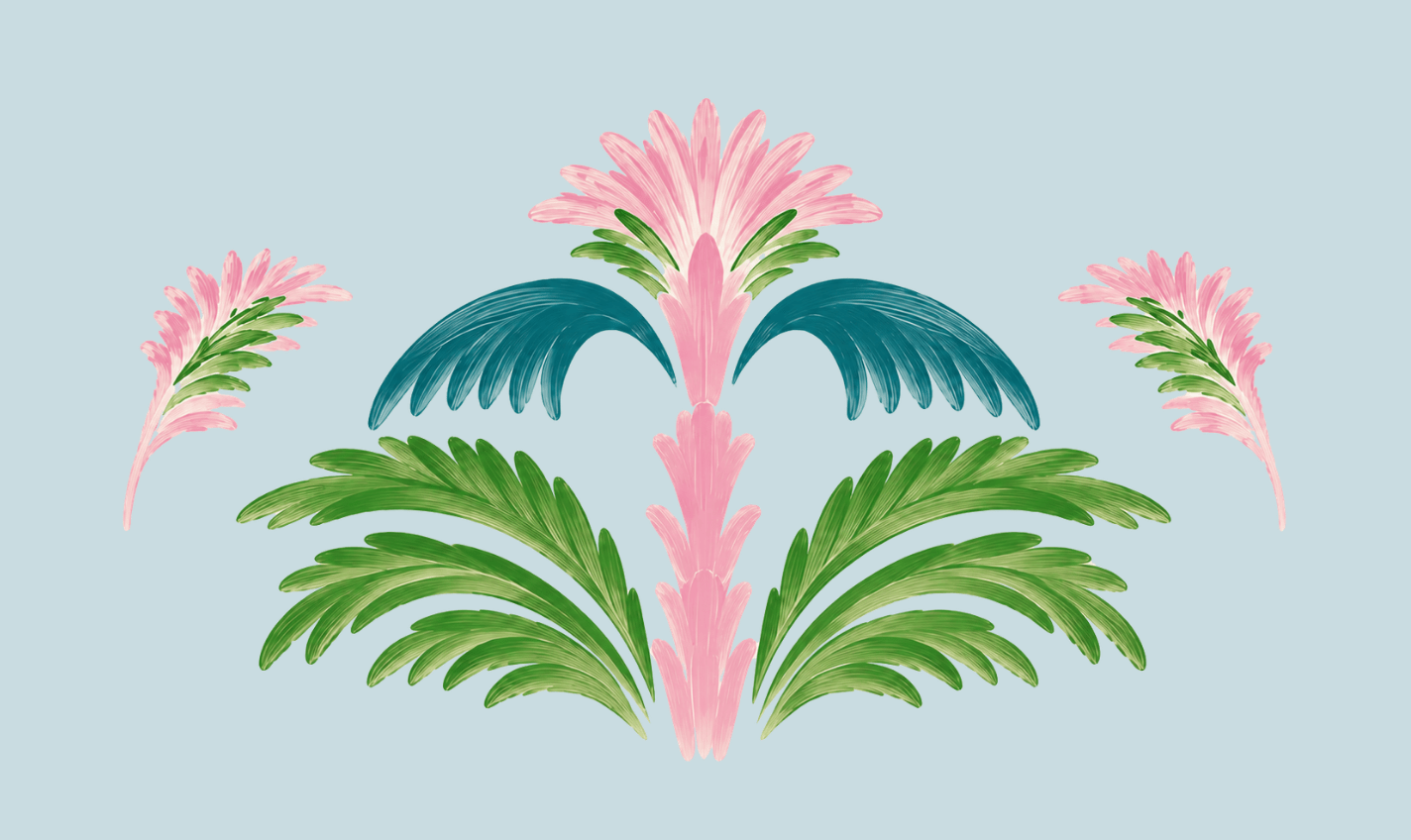 Bellagio Blush Powder Blue Bouquet Study - Tapestry