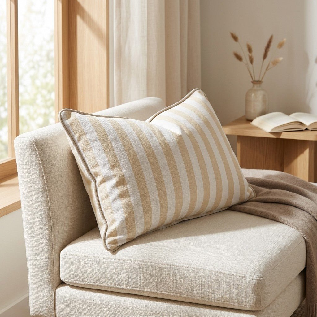 Juliet's Garden Easter Yellow Stripe Throw Pillow