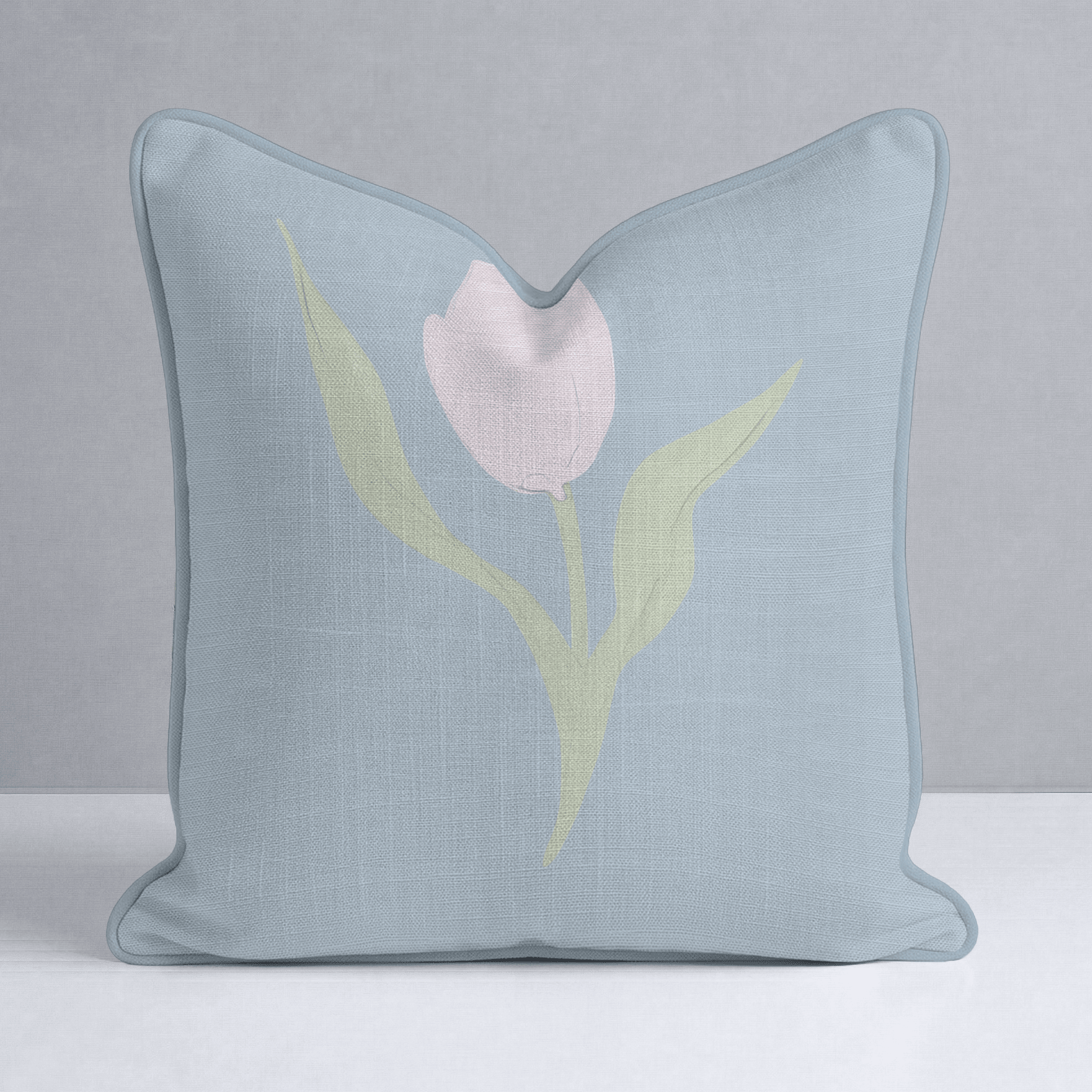 Juliet's Garden Robin Blue Tulip Throw Pillow - Lemon Park