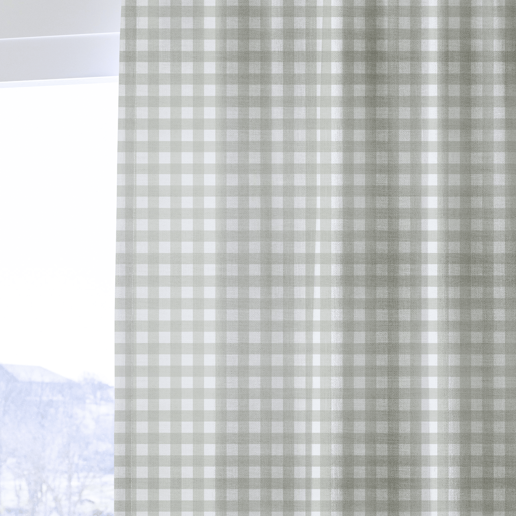Loose Stems Lichen Gingham_ - Drapery