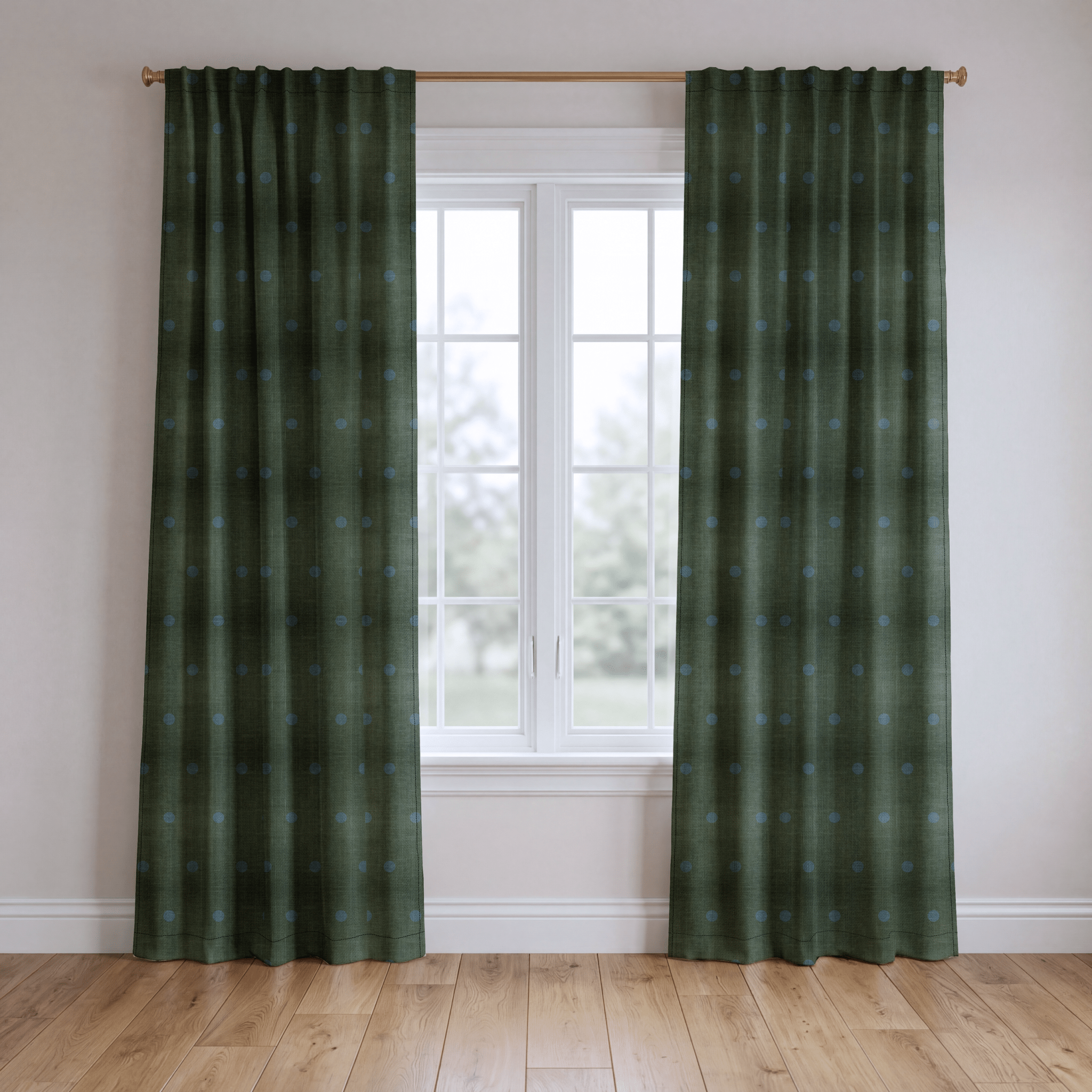The Silk Garden Evergreen Dots - Drapery