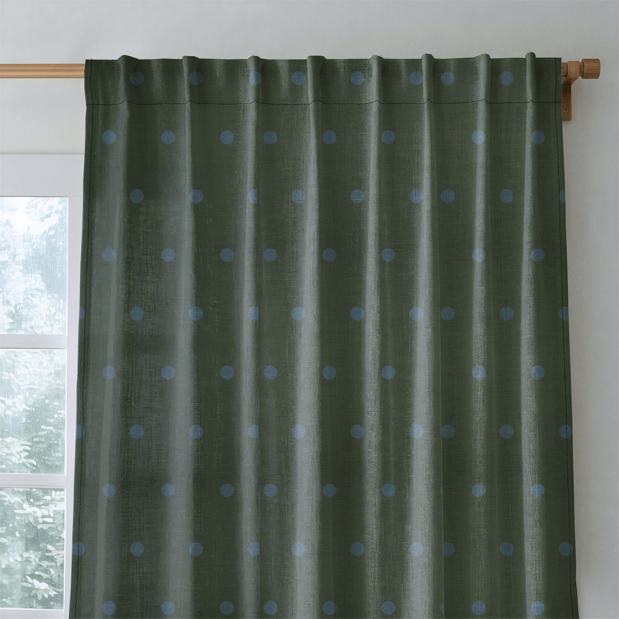 The Silk Garden Evergreen Dots - Drapery