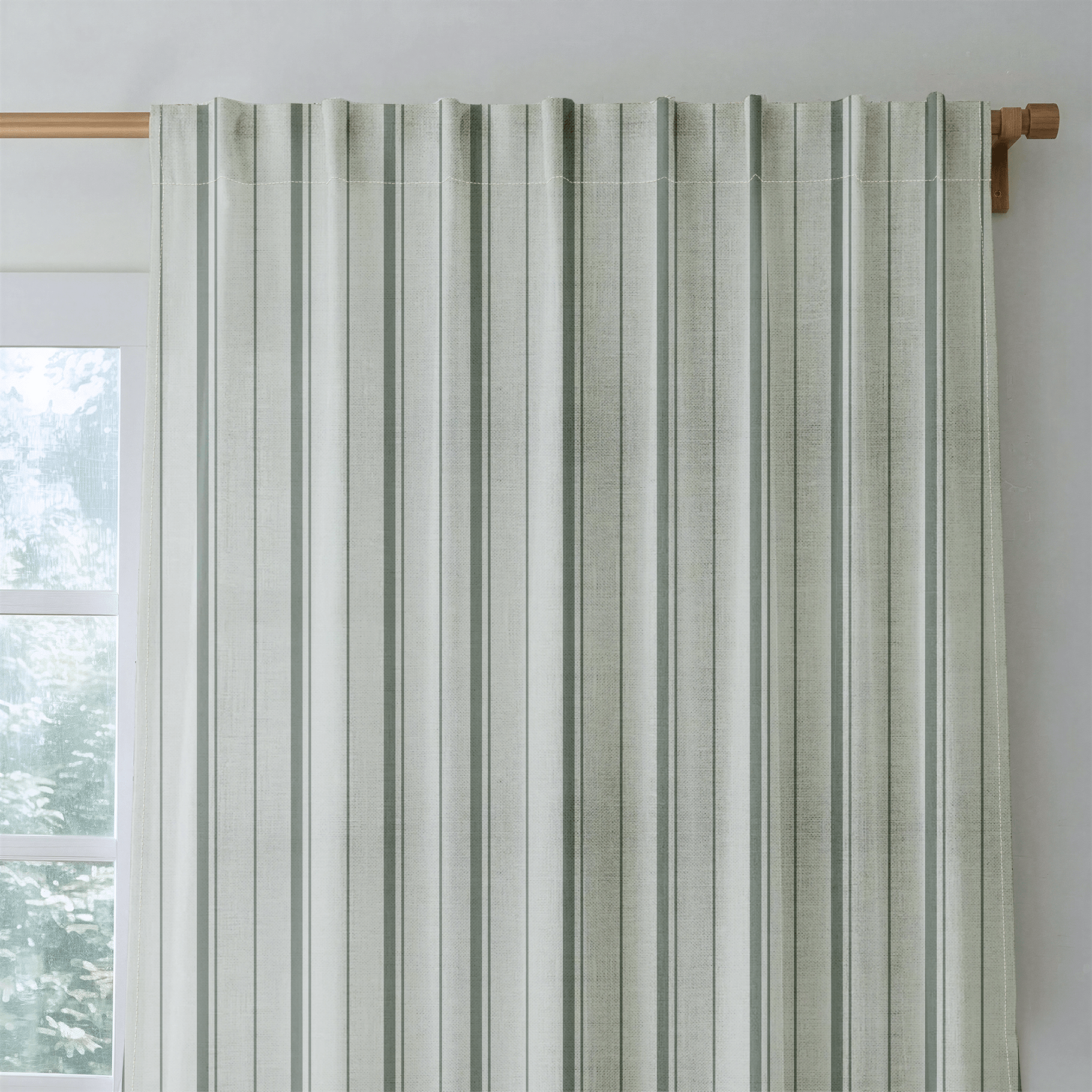 The Silk Garden Sage Stripes - Drapery